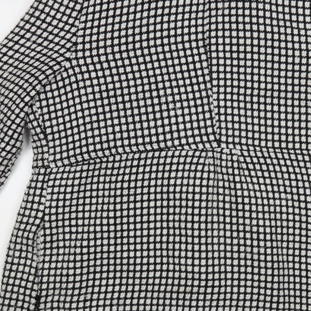 Samya Womens Black Check Pea Coat Coat Size 16 Button