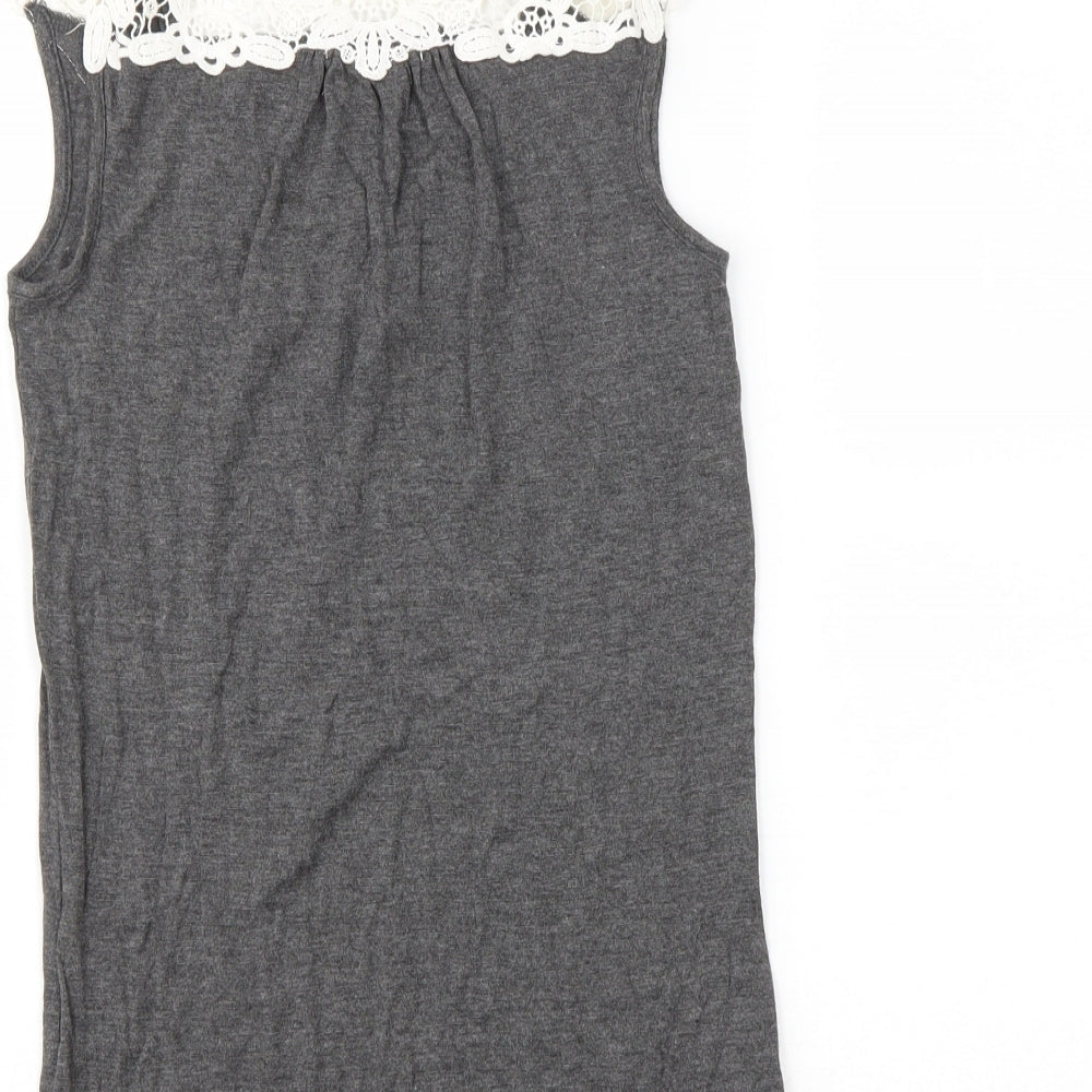 Boux Avenue Womens Grey Viscose Basic Tank Size 8 Round Neck