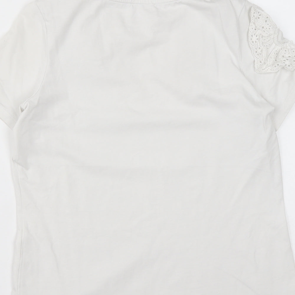 Savida Womens White Cotton Basic T-Shirt Size S Round Neck