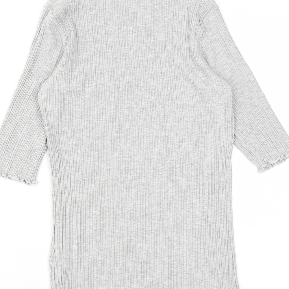 Karen By Simonsen Womens Grey Viscose Basic T-Shirt Size M Round Neck