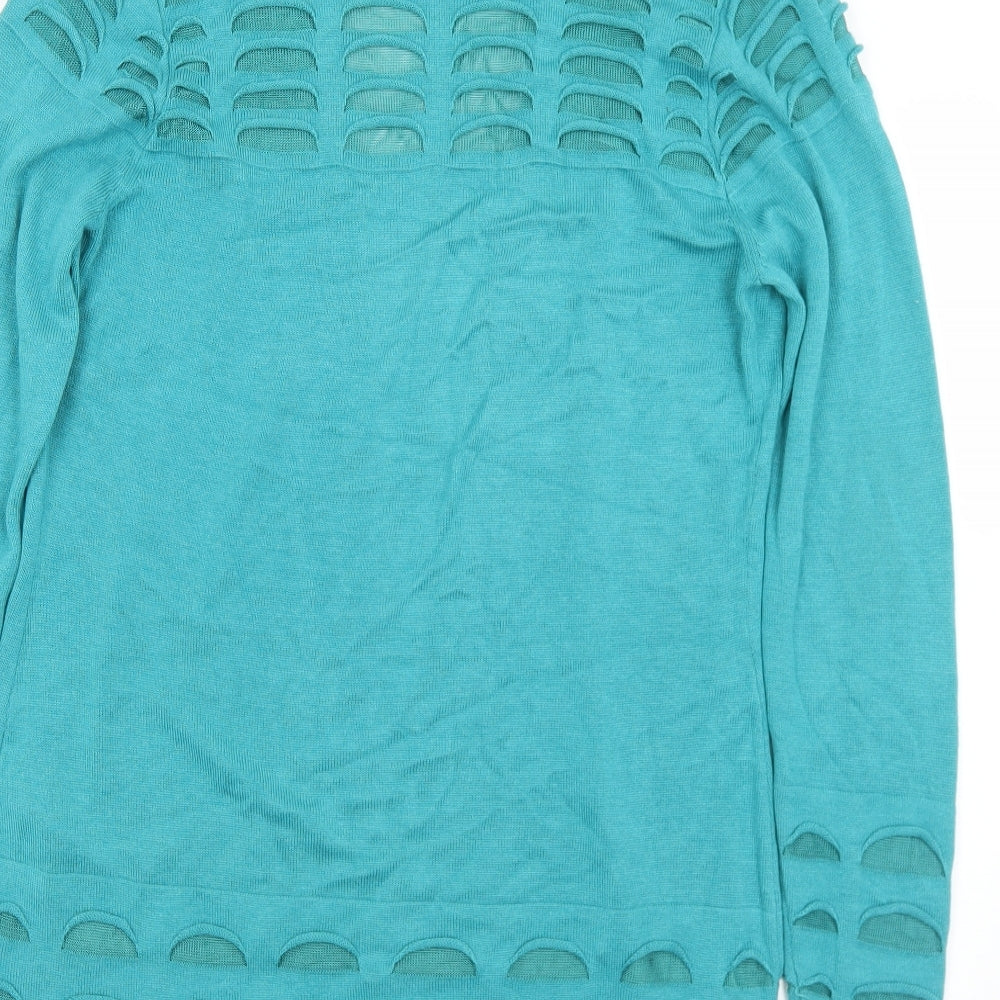 Marks & Spencer Womens Green V-Neck Viscose Cardigan Jumper Size 10