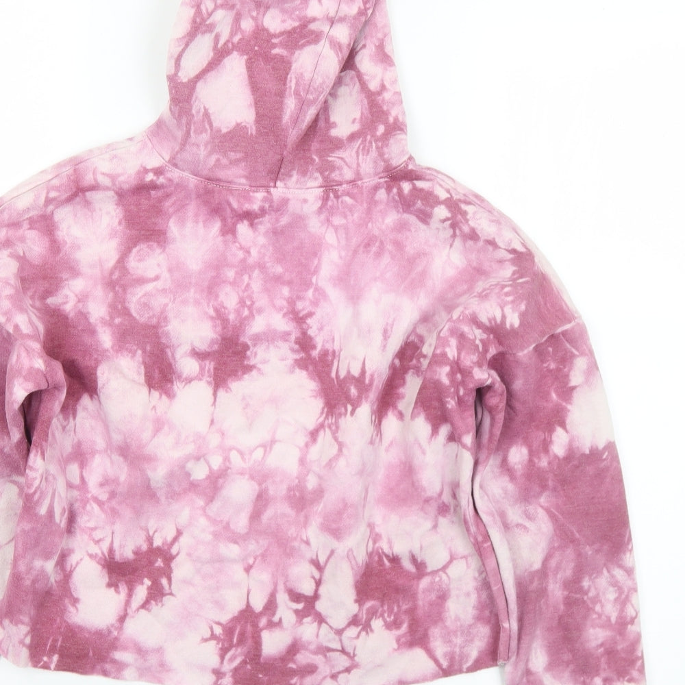 New Look Girls Purple Polyester Pullover Hoodie Size 12-13 Years - NYC Cropped Tie dye effect