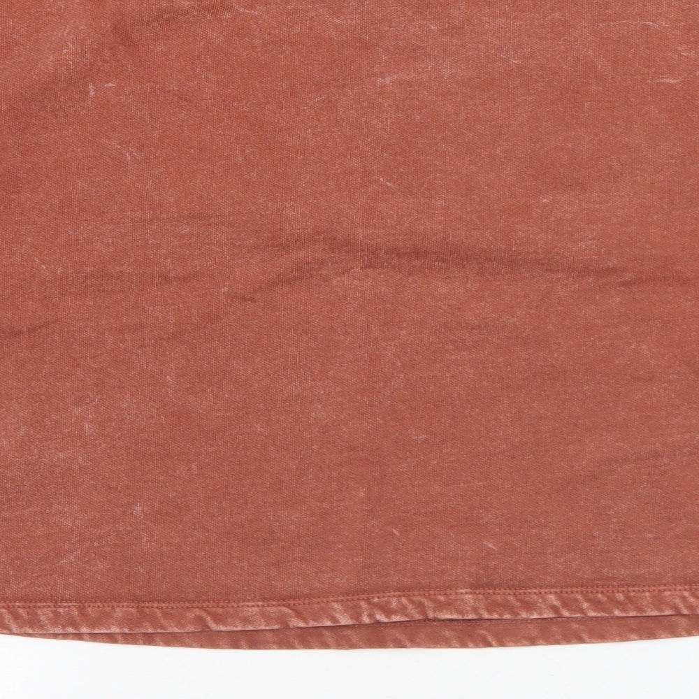 JDY Womens Brown Cotton Pullover Sweatshirt Size S - Degasus Tour. Cropped. Distressed effect