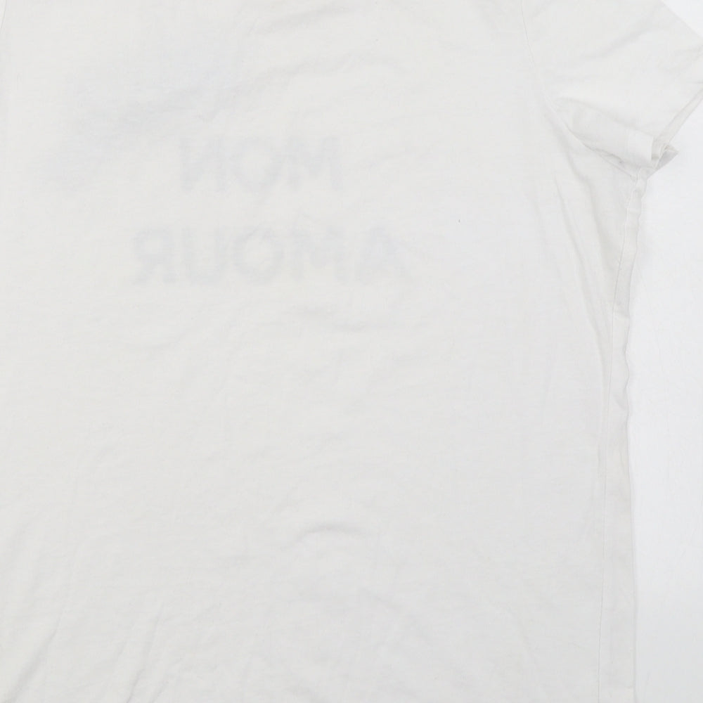 Very Womens White Cotton Basic T-Shirt Size 14 Round Neck