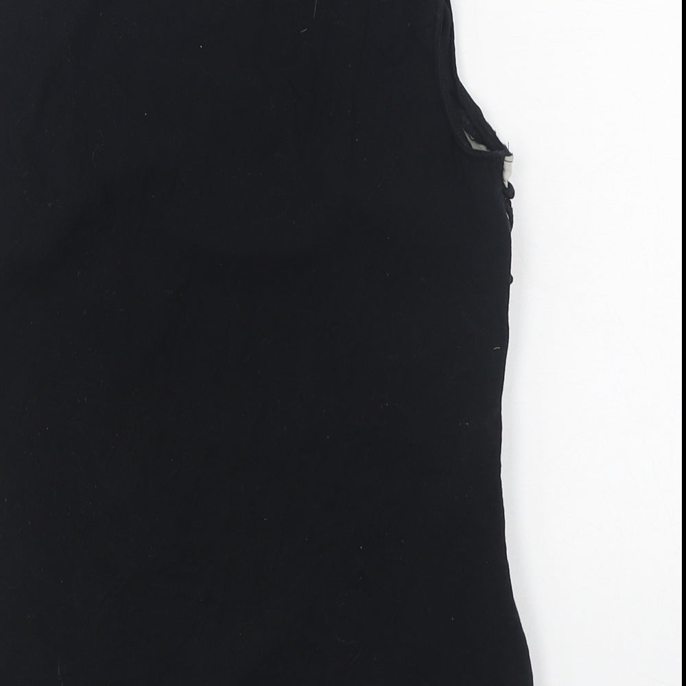 Principles Womens Black Polyester Basic T-Shirt Size 6 Boat Neck