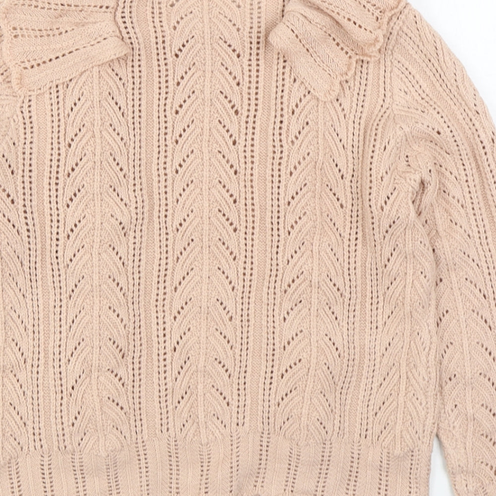 Simplee Womens Pink Boat Neck Acrylic Pullover Jumper Size L