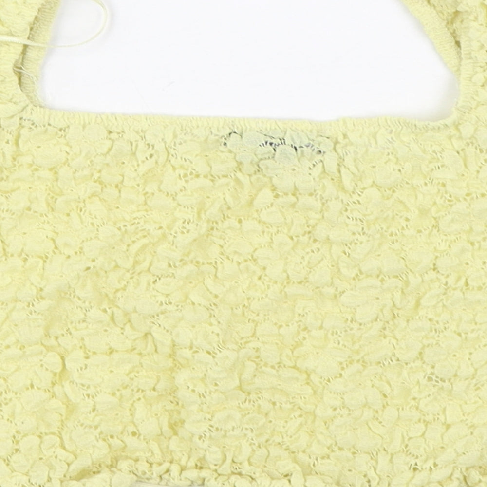 Primark Womens Yellow Polyamide Basic Blouse Size M Square Neck