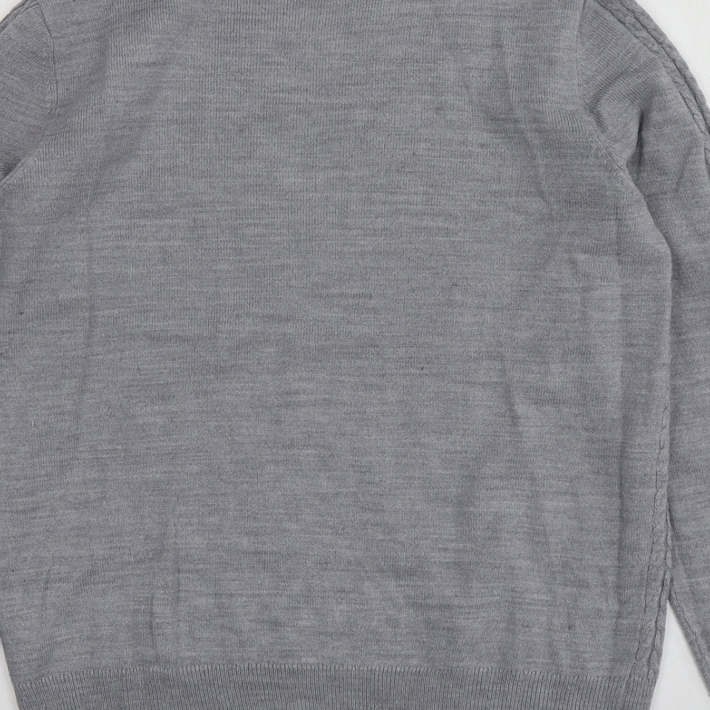 Papaya Womens Grey Round Neck Acrylic Pullover Jumper Size 12