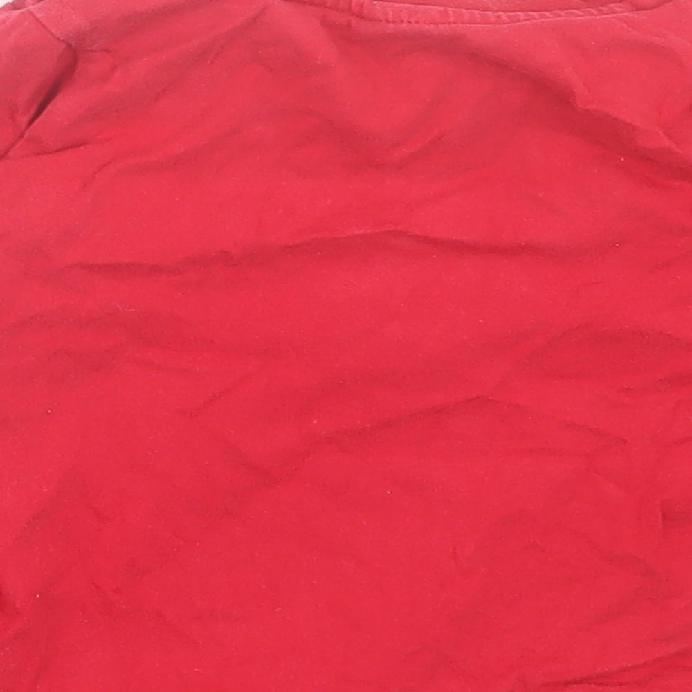 Next Boys Red Cotton Basic Casual Size 12-18 Months Crew Neck Button