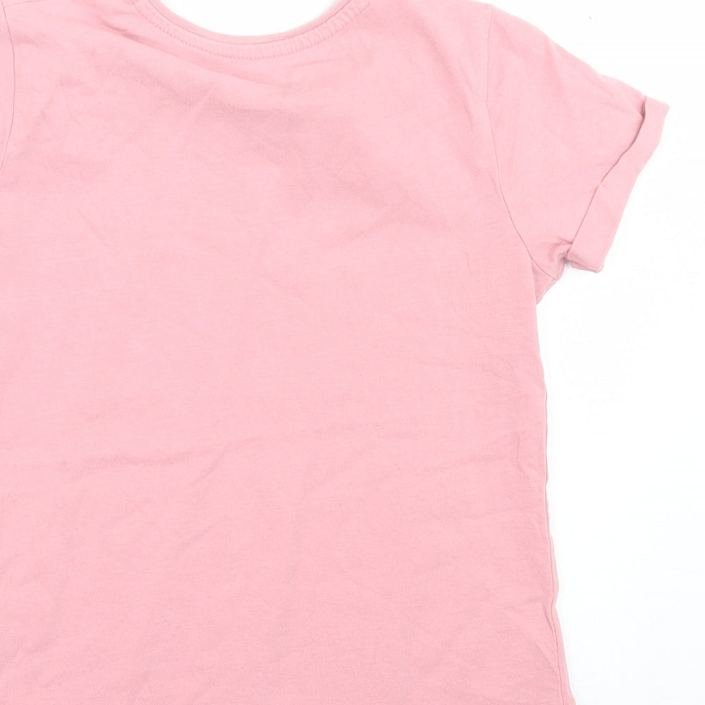 Primark Girls Pink Cotton Basic T-Shirt Size 7-8 Years Crew Neck Pullover