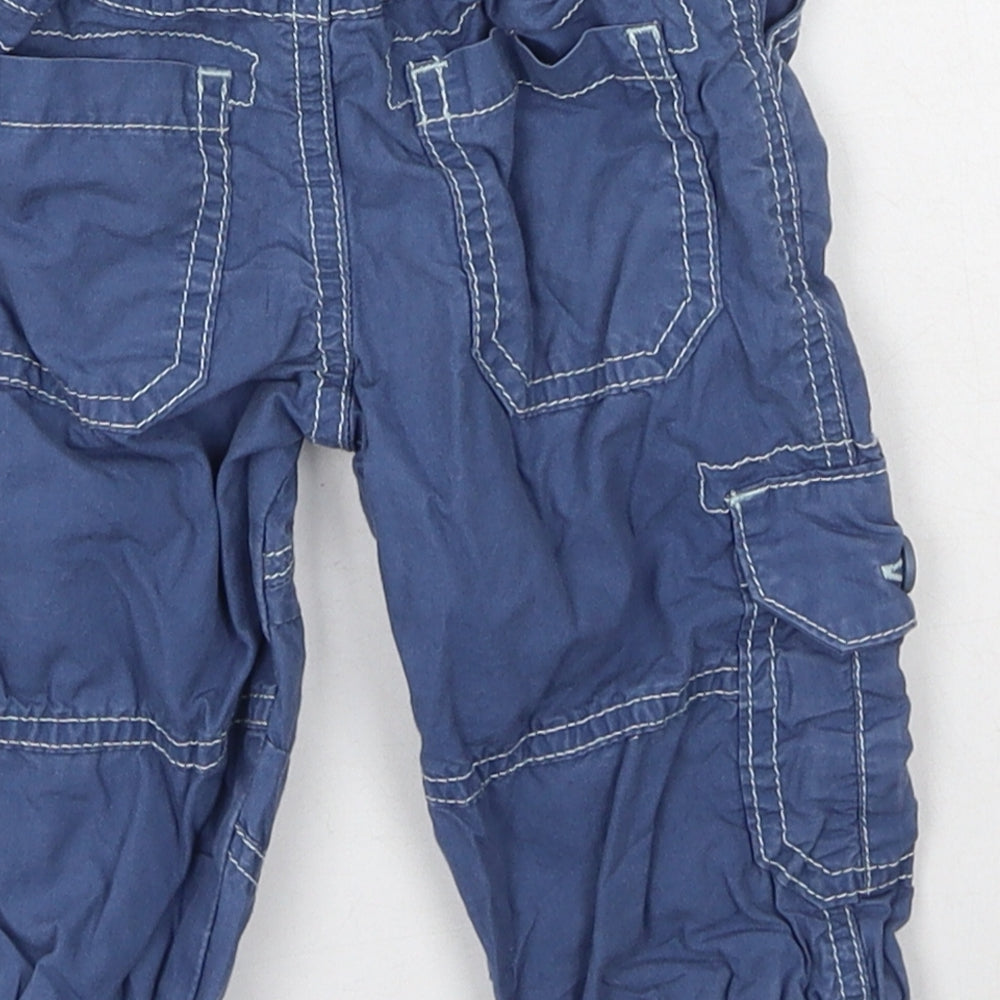 Marks & Spencer Boys Blue Cotton Cargo Trousers Size 6-9 Months