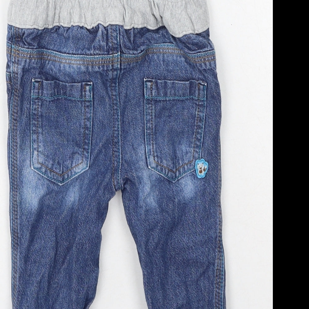 Rochas Boys Blue Cotton Cargo Jeans Size 9-12 Months