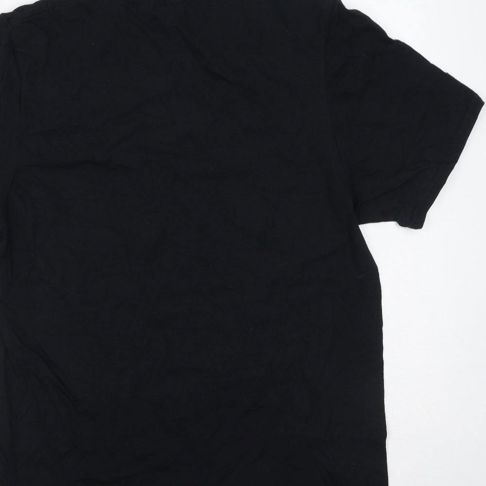 Gildan Womens Black Cotton Basic T-Shirt Size M Round Neck