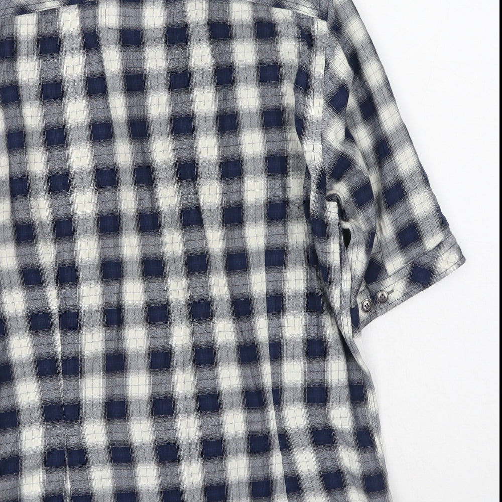 NEXT Mens Blue Plaid Cotton Button-Up Size S Collared