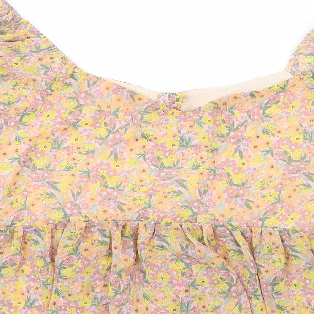 New Look Womens Multicoloured Floral Polyester Basic Blouse Size 14 Off the Shoulder
