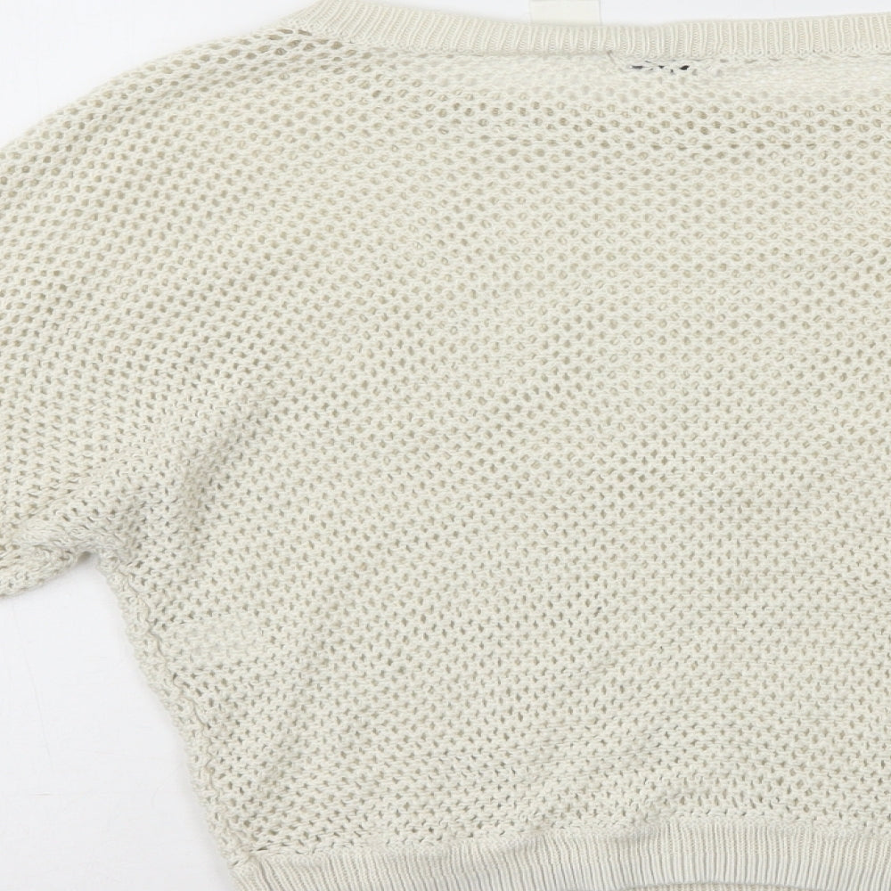 Redoute Womens Ivory High Neck Polyester Henley Jumper Size XS