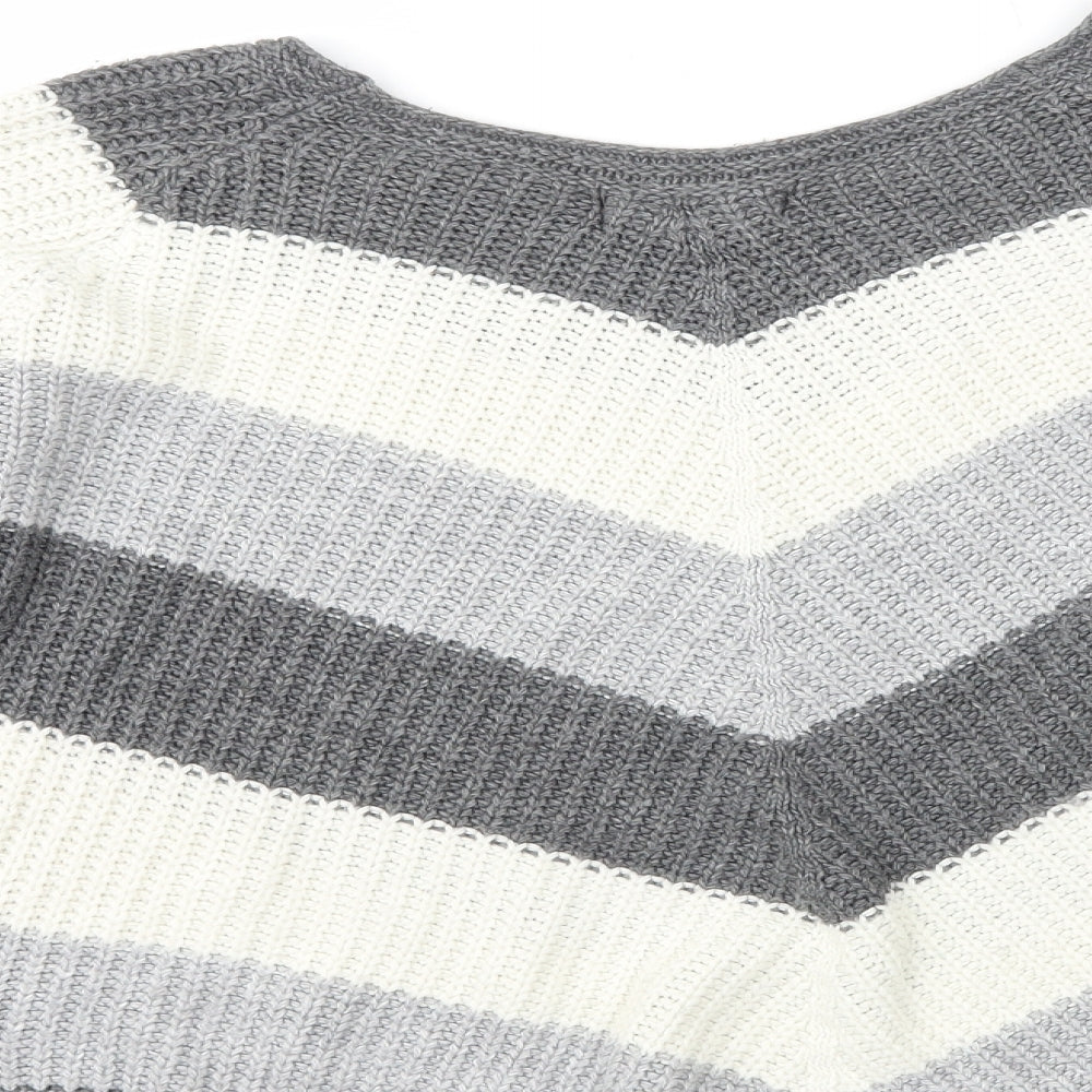Cameo Rose Womens Multicoloured Scoop Neck Striped Acrylic Pullover Jumper Size S