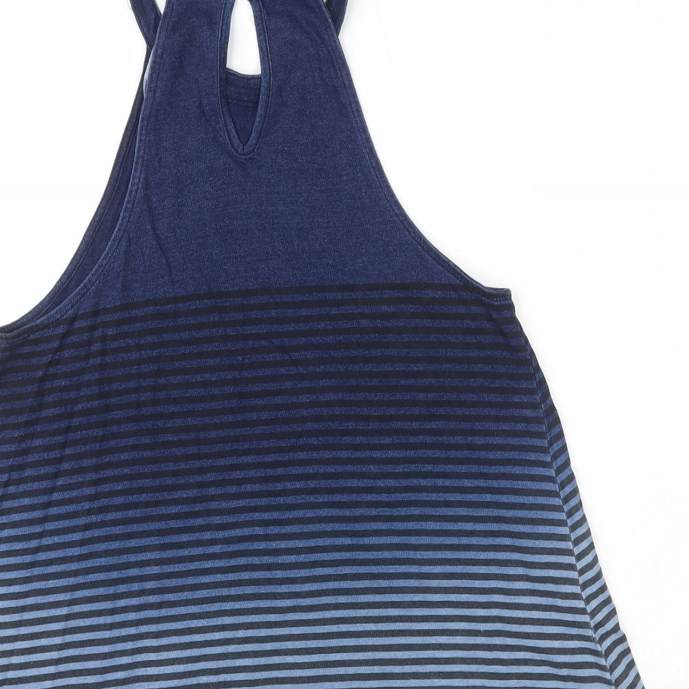 New Look Womens Blue 100% Cotton Basic Tank Size 6 Crew Neck