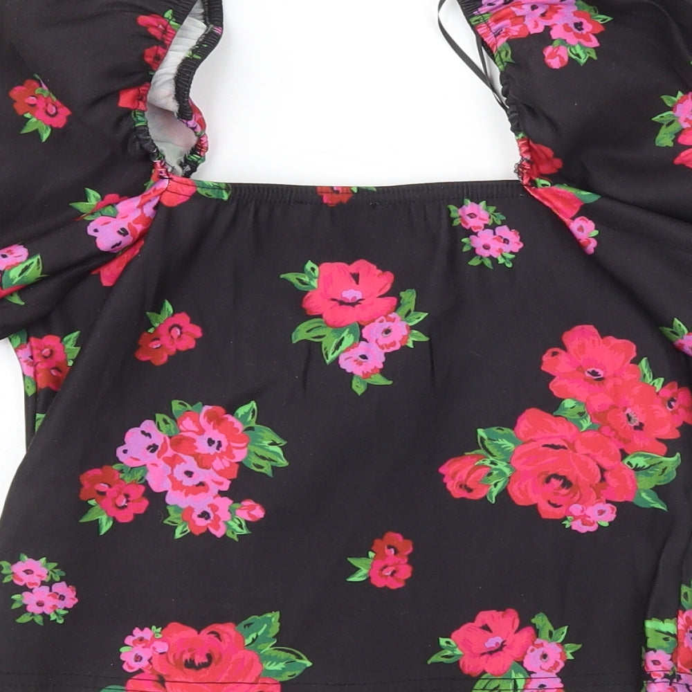 New Look Womens Multicoloured Polyester Cropped Blouse Size 6 Off the Shoulder - Flowers