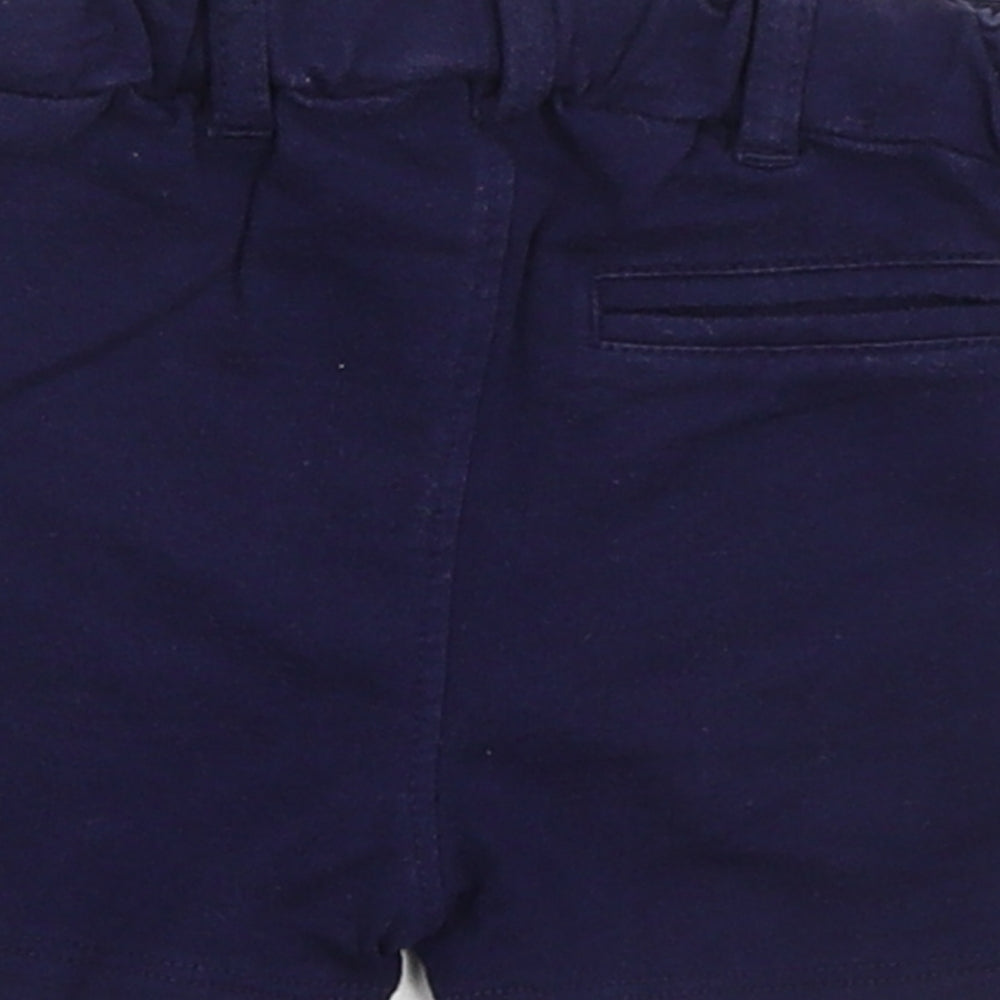 Next Boys Blue Cotton Cropped Trousers Size 6-9 Months Button