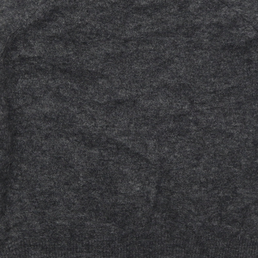 Zara Womens Grey Crew Neck Wool Pullover Jumper Size S