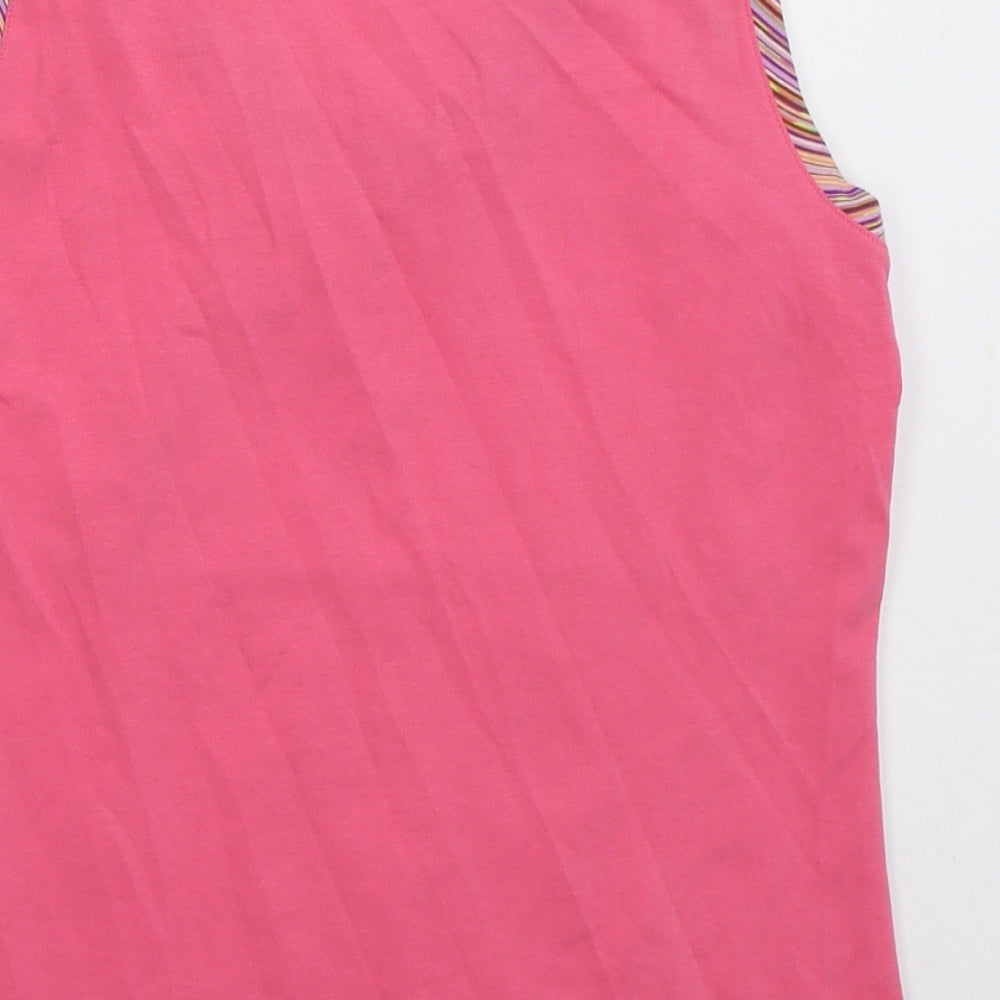 Evalinka Womens Pink Cotton Basic Tank Size M V-Neck