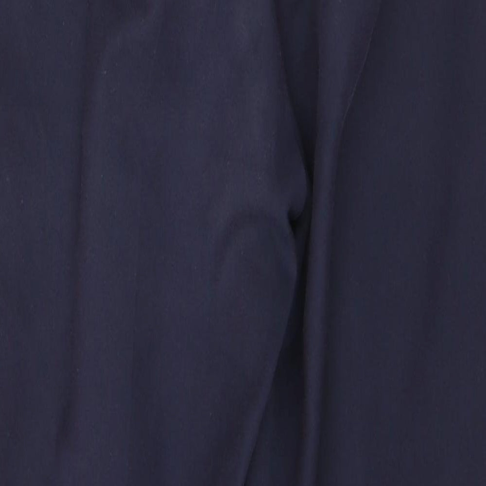 Marks and Spencer Womens Blue Cotton Trousers Size 8 L26.5 in Regular Button
