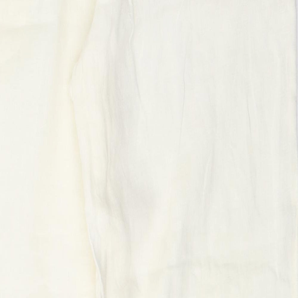 AD Womens Ivory Ramie Trousers Size 16 L31 in Regular Button