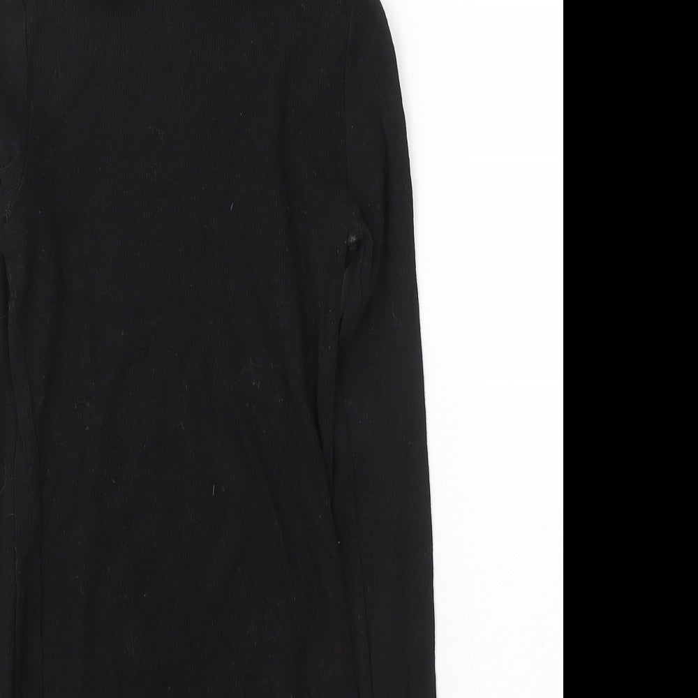 Ambiance Womens Black Cotton Jersey T-Shirt Size S High Neck - Cold shoulder