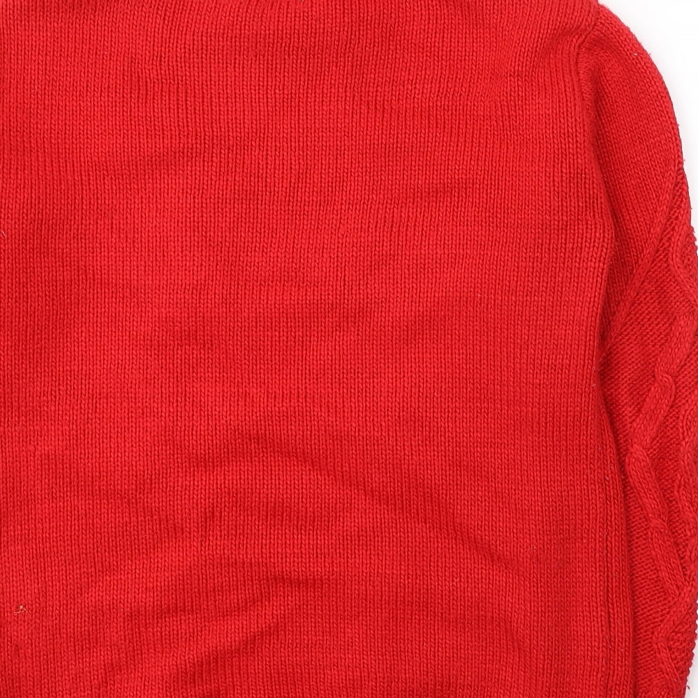 Papaya Womens Red Round Neck Acrylic Pullover Jumper Size S