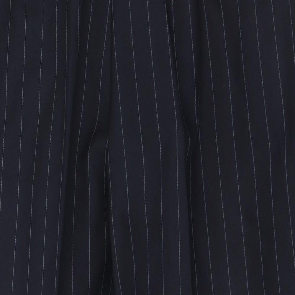 Marks and Spencer Womens Blue Striped Polyester Trousers Size 18 L26 in Regular Button