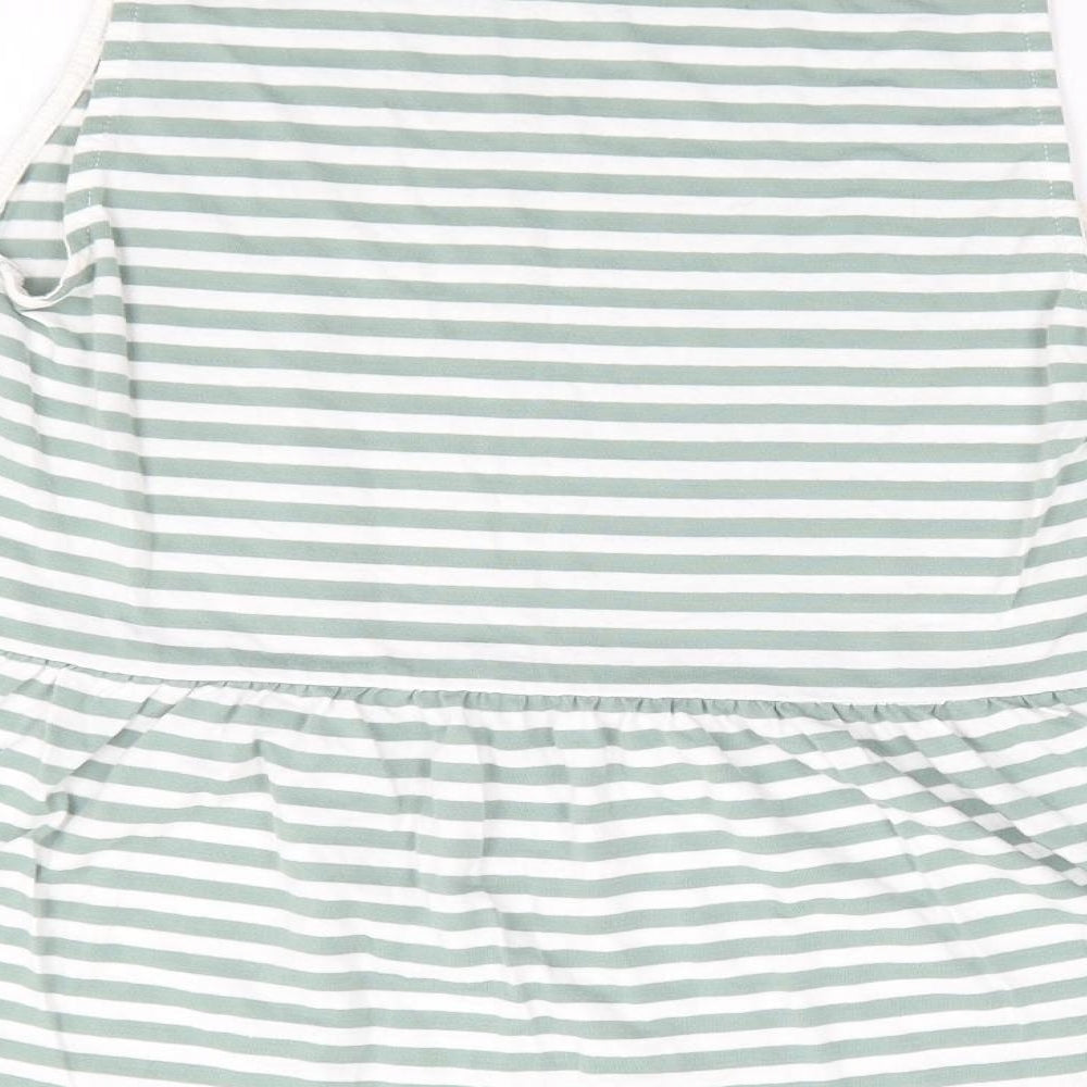 ASOS Womens Green Striped Polyester Jersey Tank Size 8 Crew Neck - Peplum