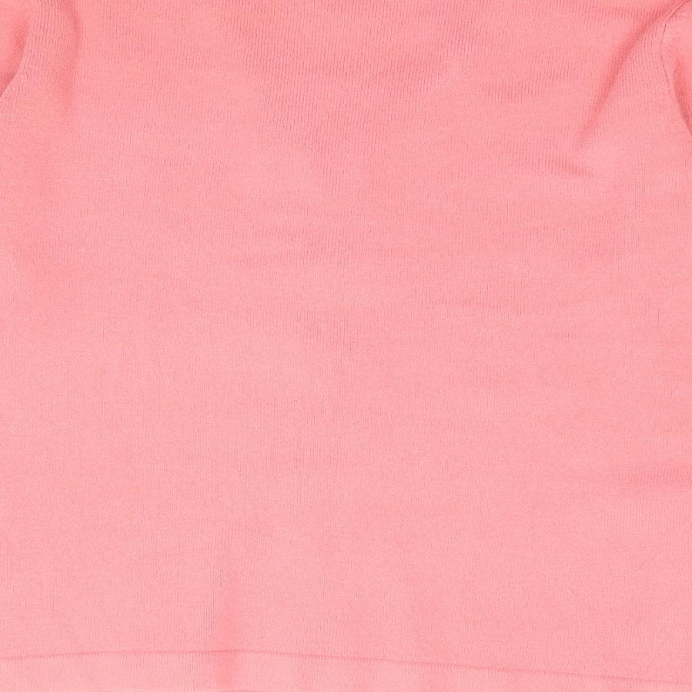Ann Marie Womens Pink Square Neck Acrylic Pullover Jumper Size M