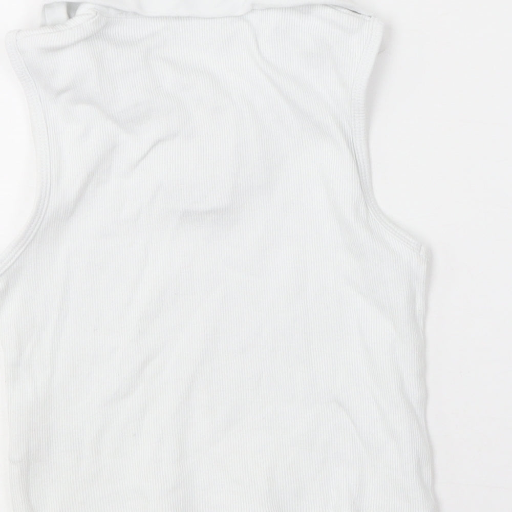Matalan Girls White Cotton Basic Tank Size 6 Years Collared