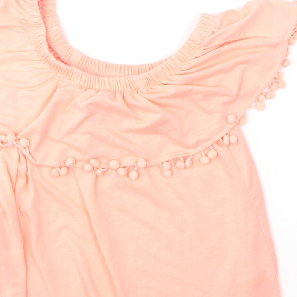 Atmosphere Womens Pink Polyester Basic T-Shirt Size 8 Off the Shoulder