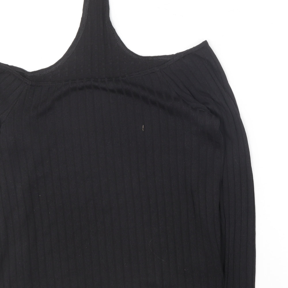Divided Womens Black Polyester Basic T-Shirt Size L Halter