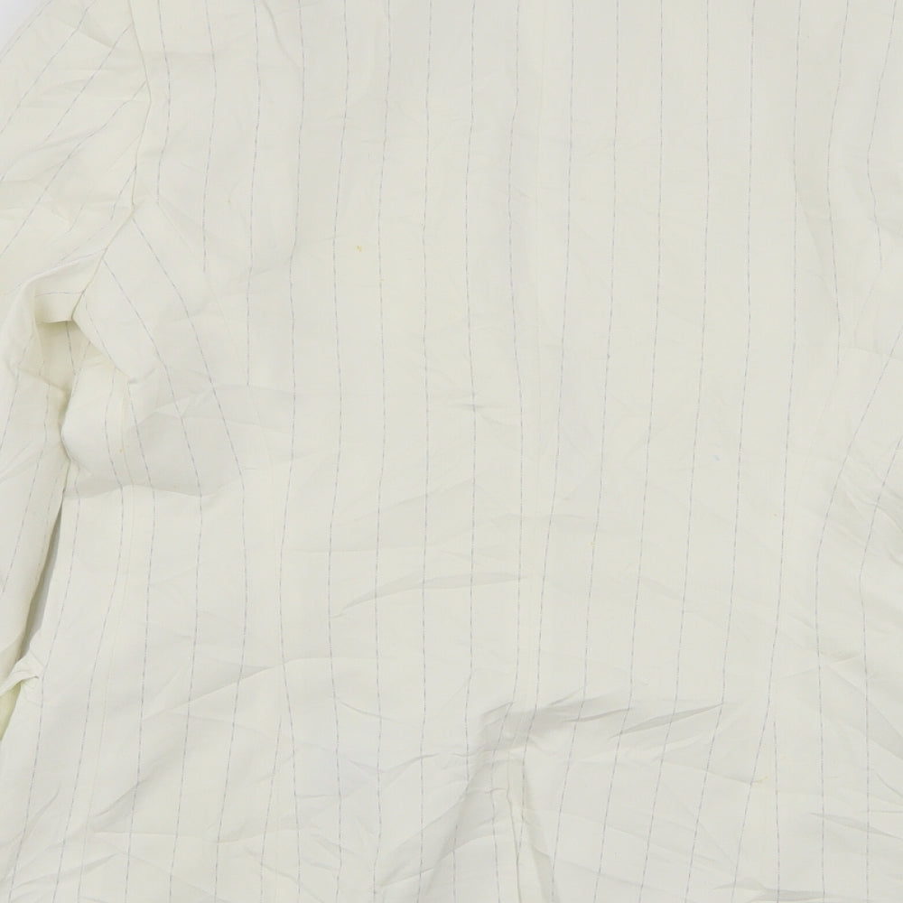 Bay Womens Beige Striped Polyester Jacket Suit Jacket Size 12