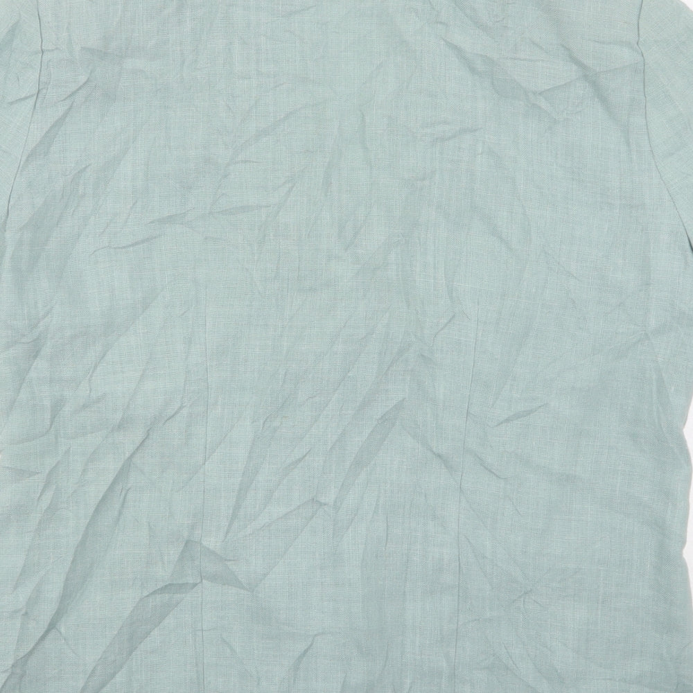 Paul Separates Womens Green Polyester Basic Button-Up Size 14 Collared