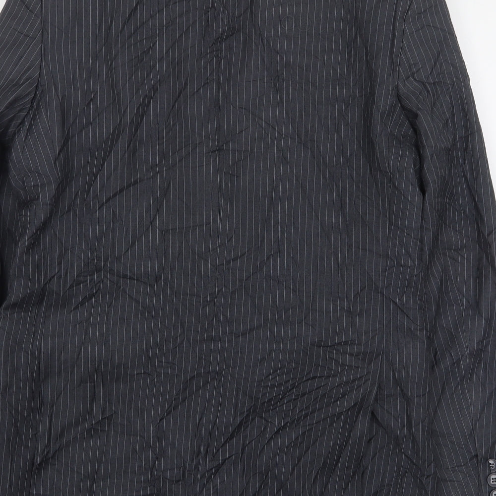 Karl Jackson Mens Grey Striped Polyester Jacket Suit Jacket Size 38