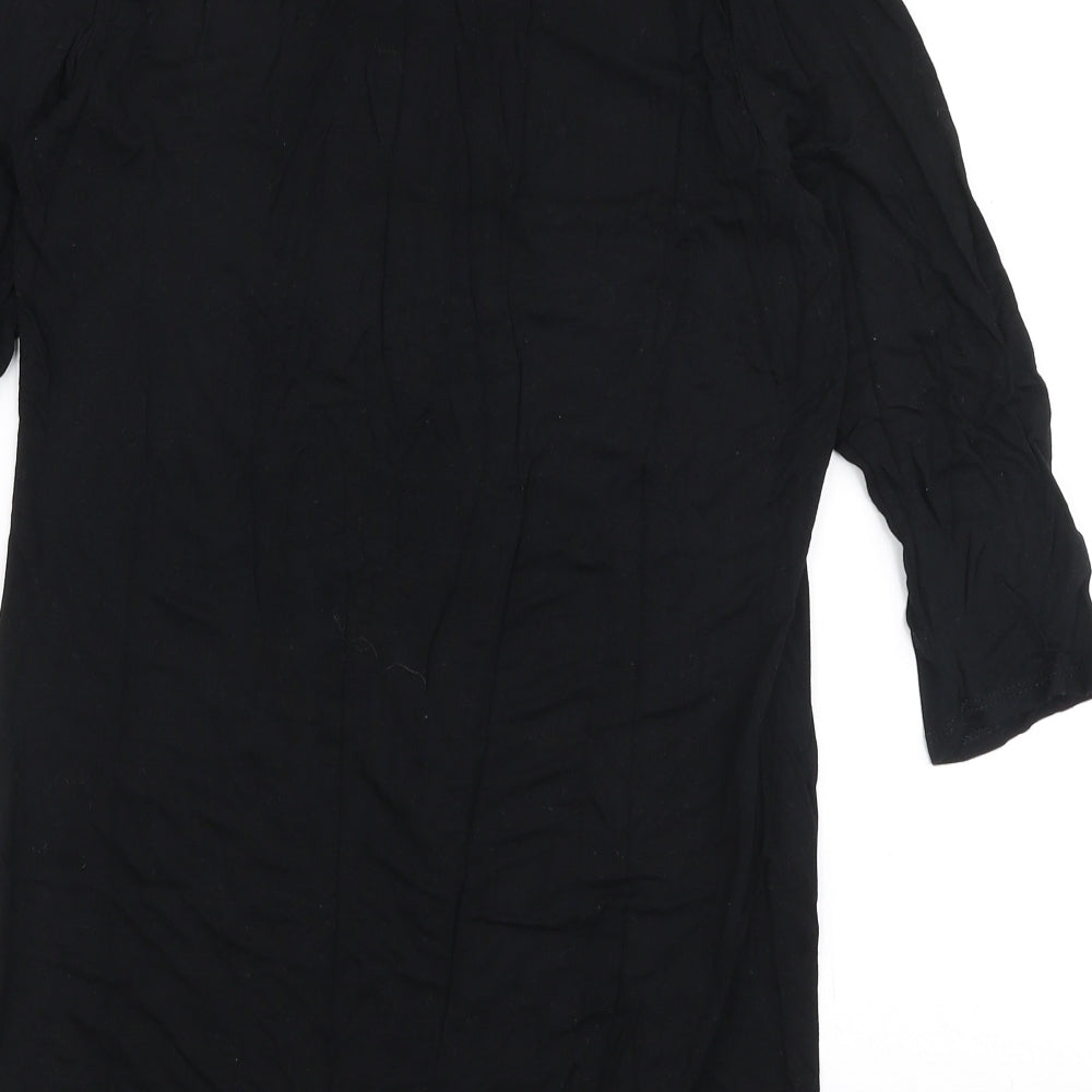 Anthony Studio Womens Black Viscose Jersey Blouse Size S Round Neck