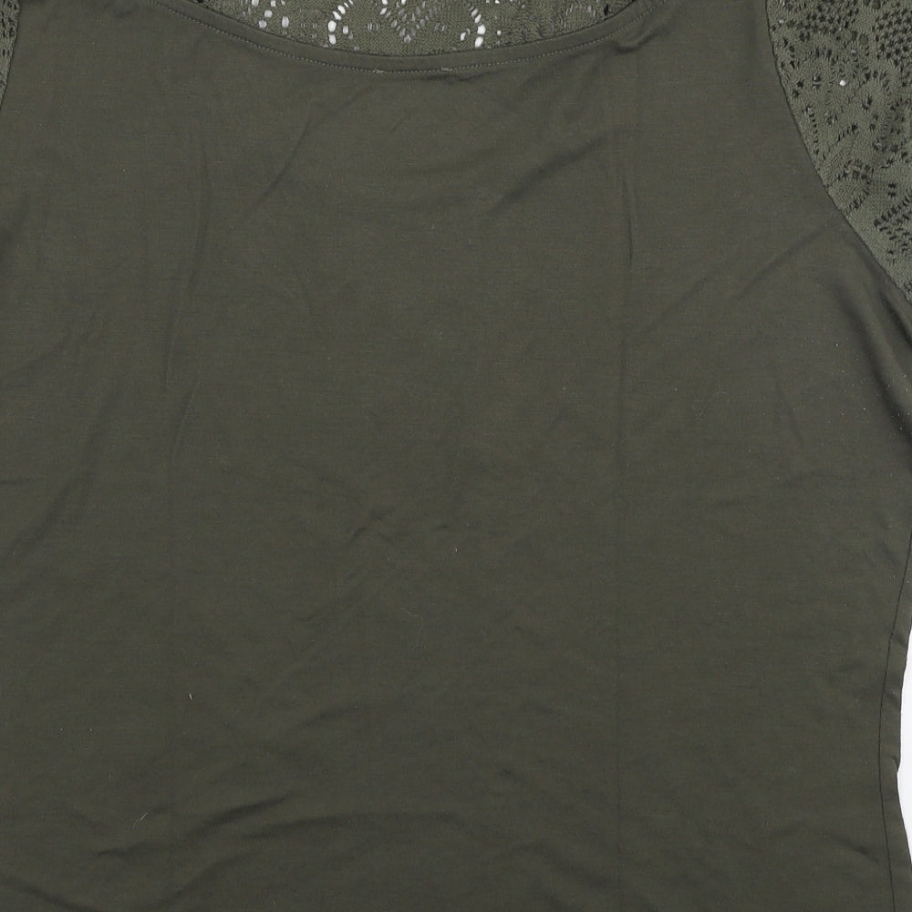 Preworn Womens Green Polyester Jersey T-Shirt Size M Round Neck