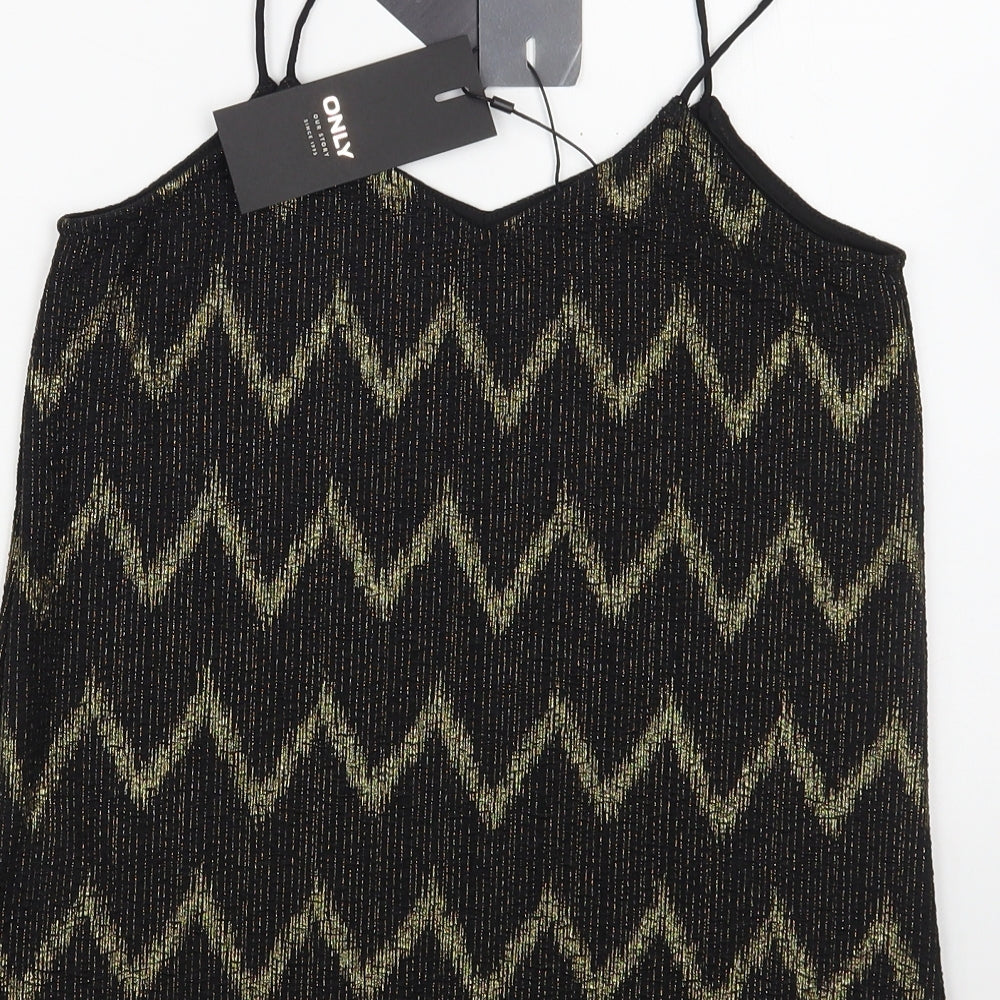 Only Womens Black Geometric Polyester Camisole Blouse Size XS V-Neck