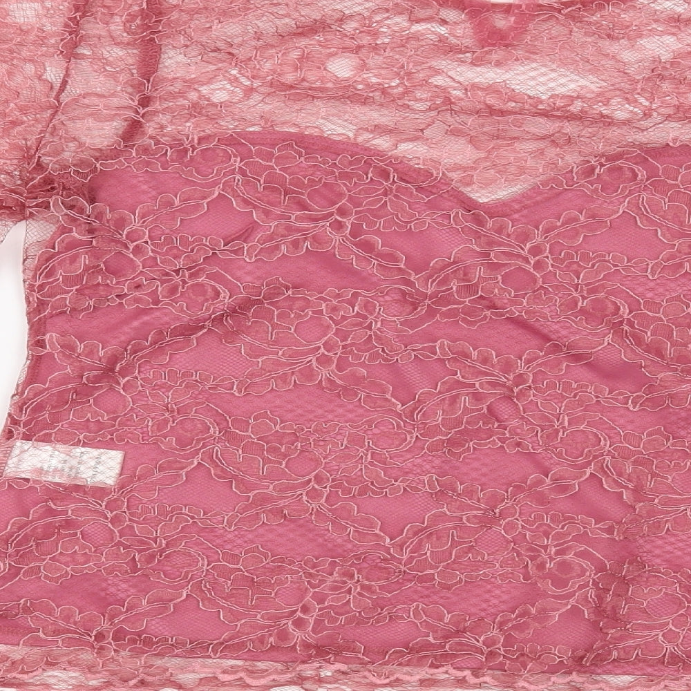 Lexie & Lola Womens Pink Polyester Basic Blouse Size 6 Round Neck