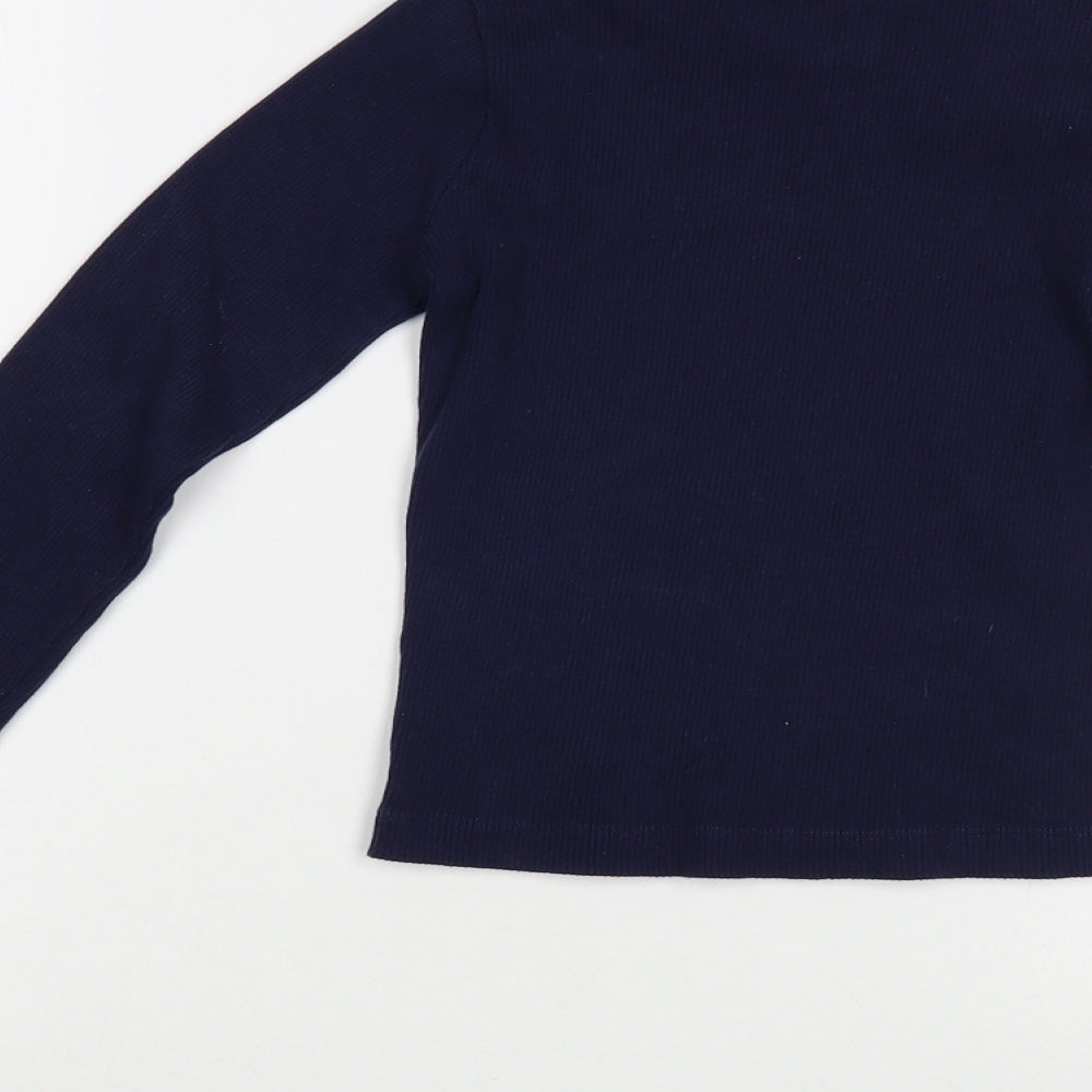 Pull&Bear Womens Blue Crew Neck Cotton Pullover Jumper Size M - Cropped