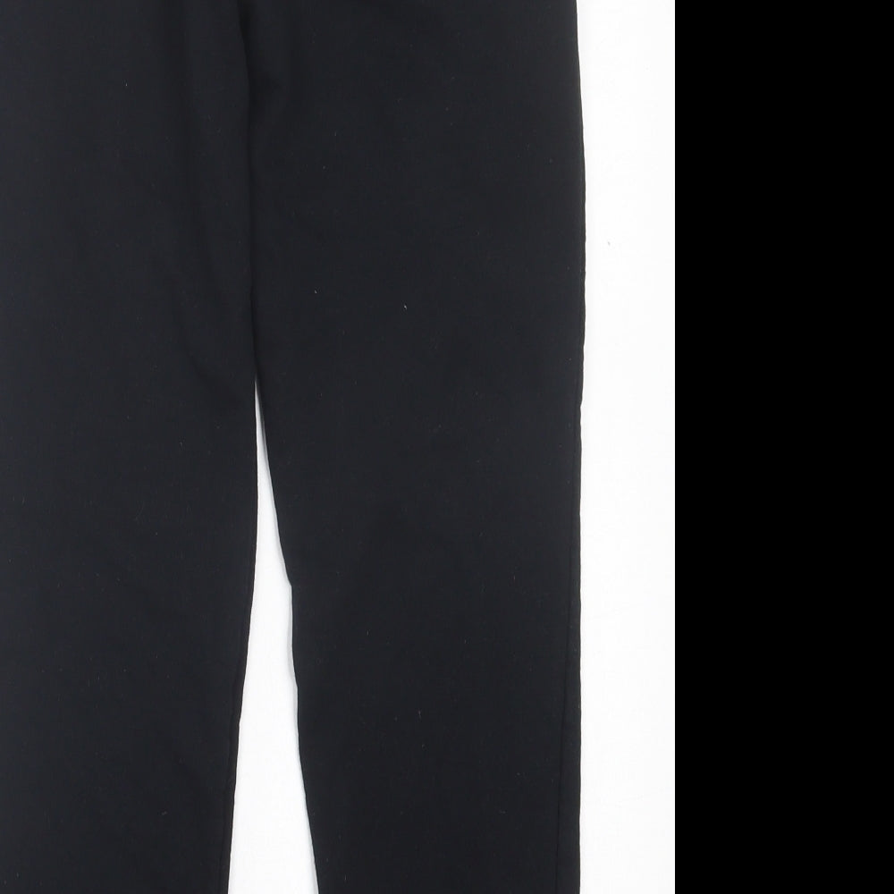 Dunnes Stores Womens Black Cotton Jogger Trousers Size 26 in L25 in Regular Tie