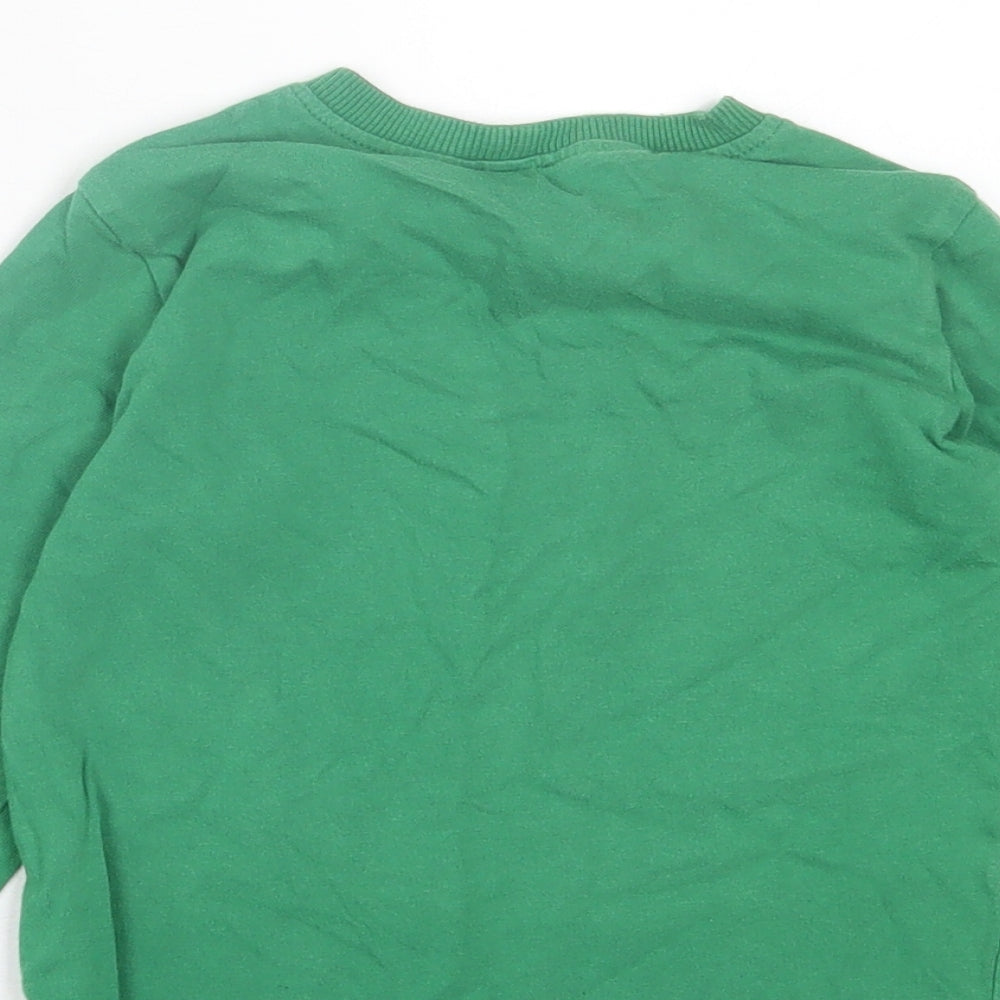 United Colors of Benetton Boys Green Cashgora Basic Casual Size 2 Years Crew Neck Pullover