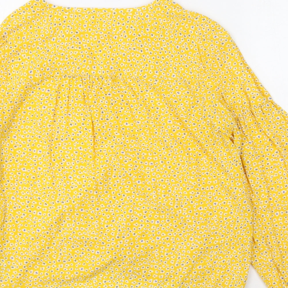 Gap Womens Yellow Floral Modacrylic Basic Blouse Size XS V-Neck