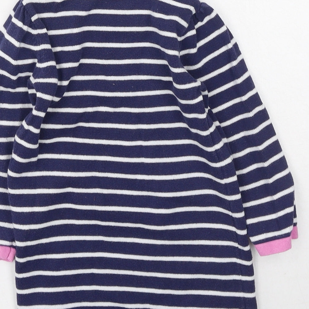 George Girls Blue Striped Cotton Jacket Dress Size 9-12 Months Round Neck