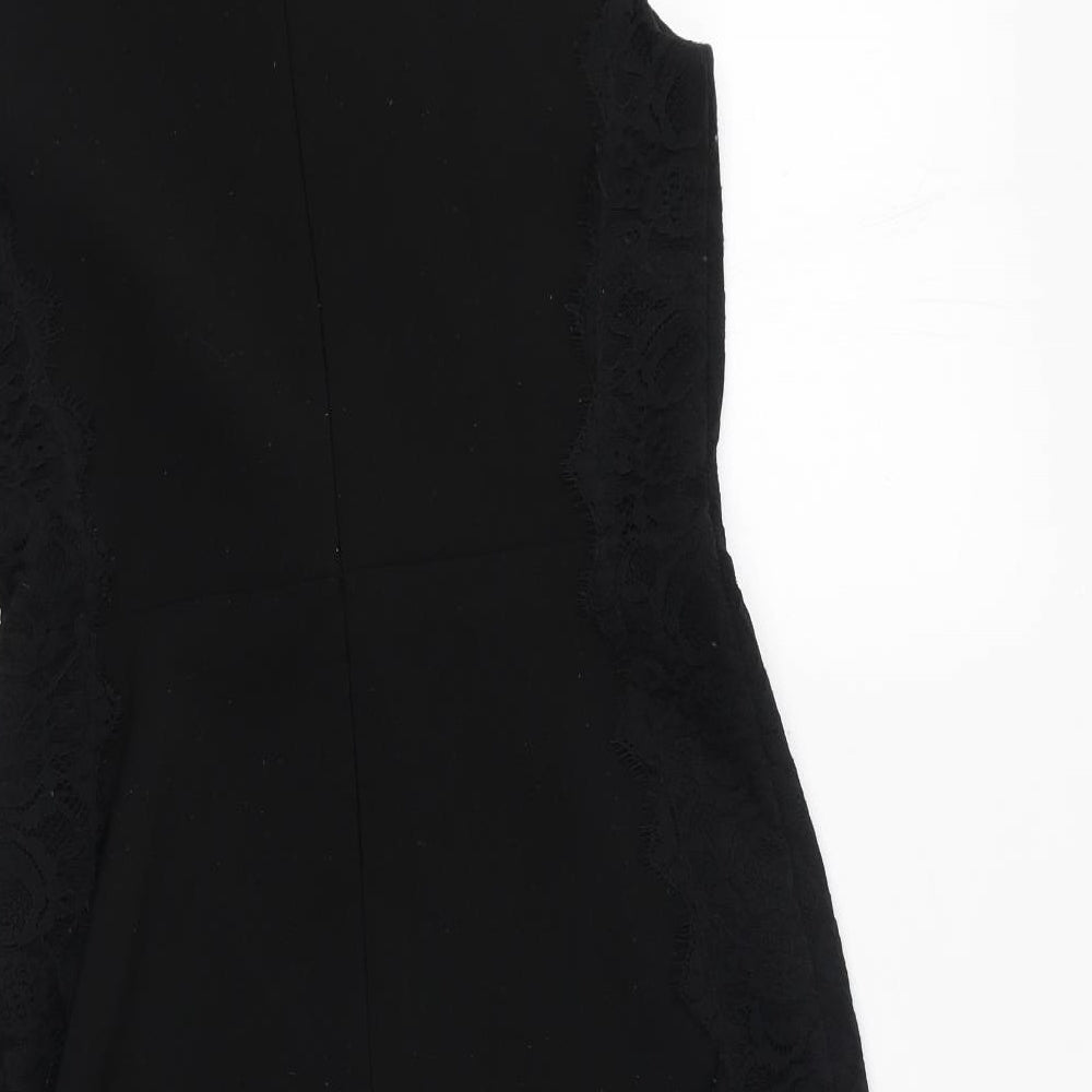 Red Herring Womens Black Polyester Fit & Flare Size 10 Round Neck