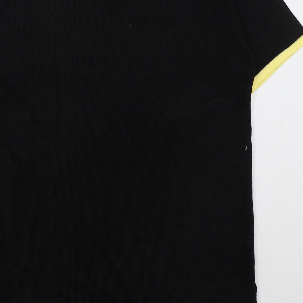 Afibel Womens Black Crew Neck Striped Acrylic Pullover Jumper Size 10 - Yellow